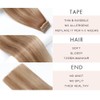 Tape-In Extensions Real Hair Light Brown with Golden Blonde Invisible