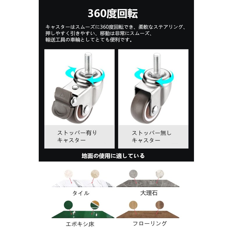 Screw Type Caster Caster M6 Screw with Brake, Set of