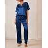 Ekouaer Satin Womens Pyjamas Sets Loungewear with Drawstring Cosy Nightwear