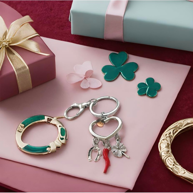 MODA MavillA Keyring Lucky Charm Heart Clover Horn Horse Horse