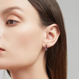 Moissanite Hoop Earrings for Women, D Color VVS1 Pincess cut Moissanite Earrings S925 Sterling Silver Large Huggie Hoop Earrings with 18K White Gold Plated, 1.0 Carat, one size, Sterling Silver,