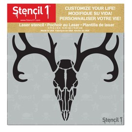 Stencil1 Deer Skull Stencil - Create DIY Deer Skull Crafts and Decor Mylar Stencil - Reusable Stencils for Painting and Crafts and Decorations Size 5.75" x 6"