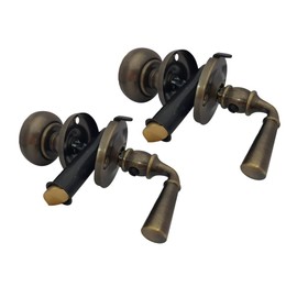 QCAA Solid Brass Storm Door Latch, Brushed Antique Brass, Made in Taiwan, 2 Pack