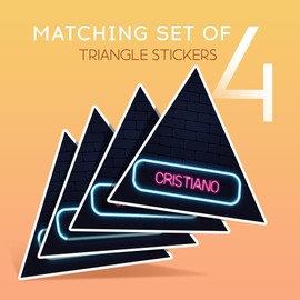 Vinyl Triangle Stickers (Set of 4) 10cm - Neon Sign Design Cristiano Name for Laptops, Tablets, Luggage, Scrap Booking, Fridges #351795