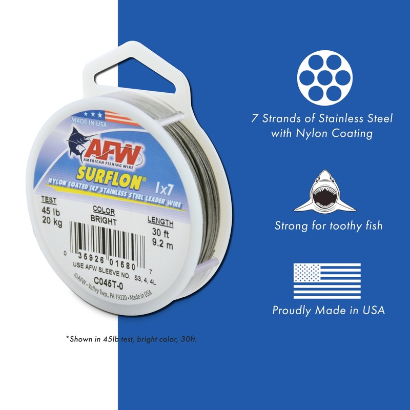 American Fishing Wire Surflon Nylon Coated 1x7 Stainless Steel Leader