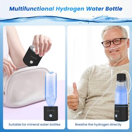 HYLUFUL 5000PPB Hydrogen Water Bottle, 3 in 1 Generator With SPE/PEM Electrolysis Technology, Water Ionizer Machine for Home, Office - Black