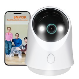 Sinis 6MP Security Wifi home Camera, Support 2.4/5 GHz, Auto Tracking, Human/Motion Detection for Home Surveillance Indoor, Smart IR/Color Night Vision, Cloud & Local Storage, with Alexa & Google Home