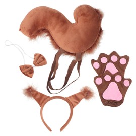 Ipetboom Squirrel Costume Ears Headband Tail Set Boys and Girls Animal Headwear Party Cosplay Accessory