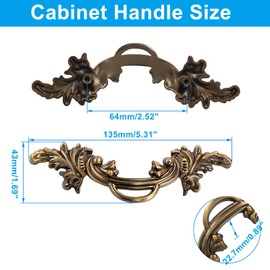 Biaungdo 12 Pcs Vintage Cabinet Pulls Handles, Shabby Chic Drawer Handles European Style Dresser Pulls Vintage Antique Furniture Handles for Dresser Drawer(2-1/2 Inch Hole Center, Bronze)
