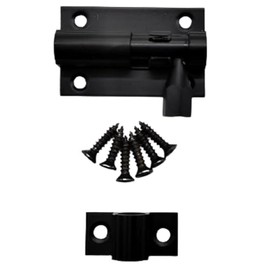 Door Bolts 38mm Straight Black Barrel Side Lock Pack of 1 Door Latch with Screws Tower Bolt Locks for Bedroom Bathroom Toilet Shed Gate Cupboards and Cabinets.