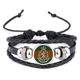 WRAC Women's Royal Army Corps Military Black Leather Bracelet and Velvet Gift Bag