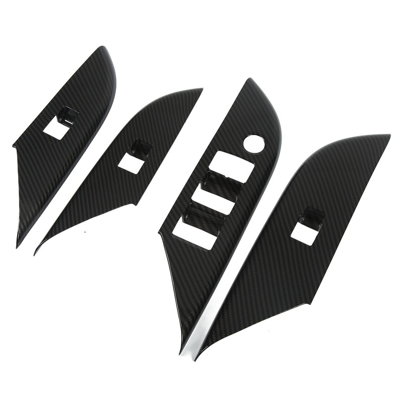 4 Pcs Door Window Control Panel Cover Carbon Fiber Style