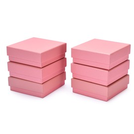 Dawhud Direct Jewelry Box Gift (6 pack) - Small Cardboard Jewelry Boxes Packaging For Earring, Bracelet, Necklace, Watches, Keychain Box, Cards, Letters - Small Gift Boxes With Lids - Pink Bulk Set