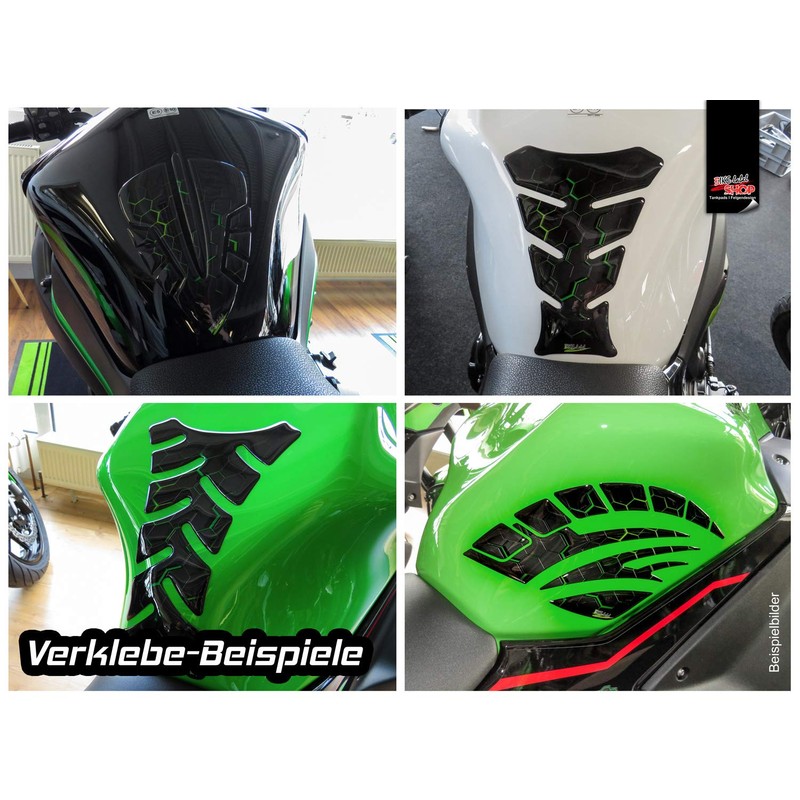 BIKE-label Tank Pad 3D Motorcycle Sticker Green Compatible with Kawasaki