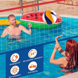 Volleyball Pool Net, 15x3Ft Portable Pool Volleyball Net for Inground, Replacement Parts Portable Water Games Accessories for Badminton Tennis Men Women Adults Kids