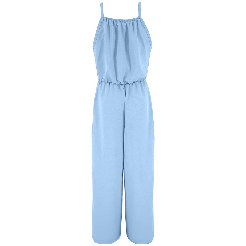 Girls Long Sleeveless Dungarees (Code 8809) Sky Blue 14 Years
