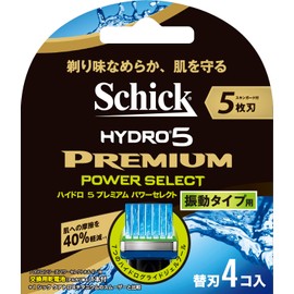 Schick Hydro5 Premium Power Select 5 Blade Replacement Blades, 4 Pack, 1 AAA Alkaline Battery Included, Men's Razor