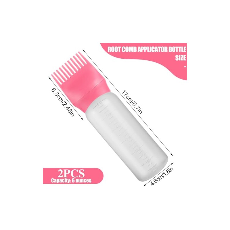 2 Pack Root Comb Applicator Bottle, 6 Ounce Oil Applicator