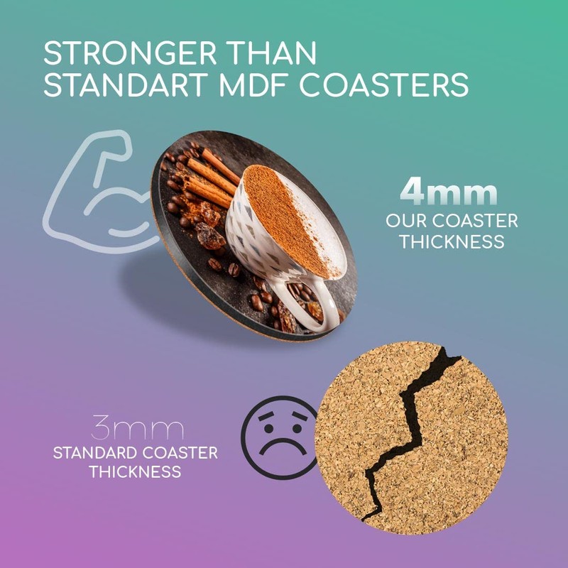 1 x Round Coaster - Cinnamon Spiced Latte Coffee Cafe