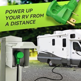 RVMATE 30 Amp 15 Feet RV Power Extension Cord with Easy Plug-in Handle, TT-30P to TT-30R, LED Indicator, 10 AWG, ETL Listed