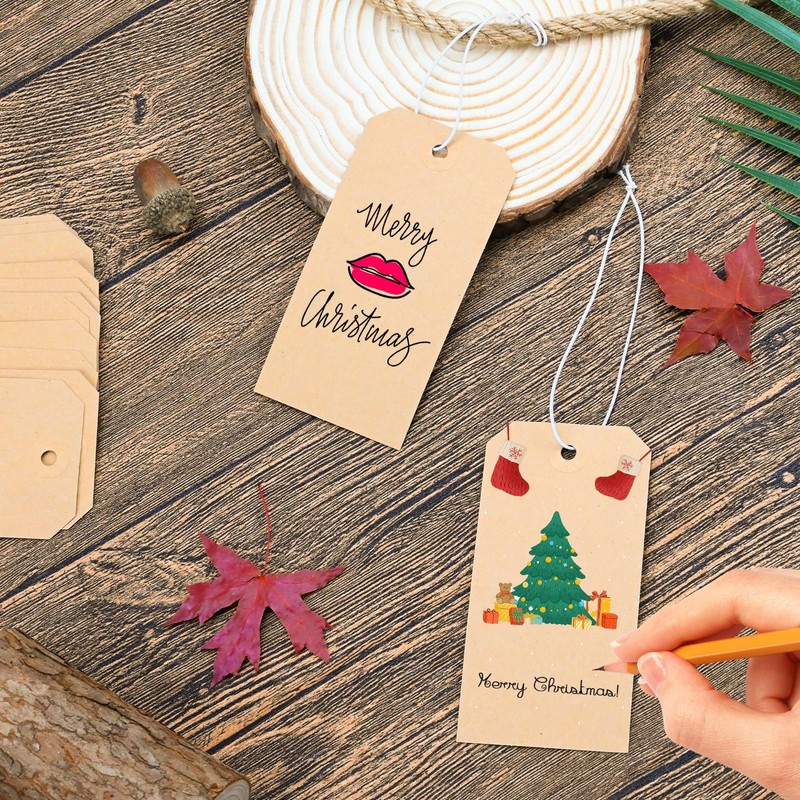 50 Pack Manila Shipping Tags with Elastic String Blank Labeling