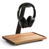 WILDMOS Headphone Stand for Desk,Acacia Wood Tray with Headphone Holder,Gaming