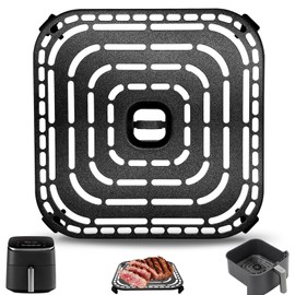 Air Fryer Grill Pan for COSORI Air Fryer TurboBlaze 6 Qt, Non-Stick 8.9’’*8.9’’Square Air Fryer Rack Replacement Parts Accessories Grill Plate Crisper Plate Tray with Rubber Bumpers, Dishwasher Safe