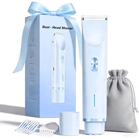 Recortadora de bikini para mujer, afeitadora de bikini 2 en 1 sin dolor con hoja de cerámica, afeitadora eléctrica de doble cabeza, impermeable Ipx7 p