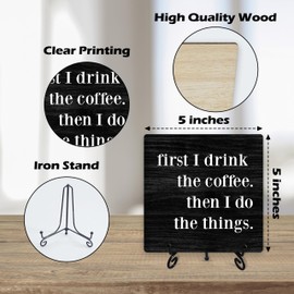 Coffee Bar Decor and Accessories - Wood Plaque Sign for Station, Home Office, Farmhouse Kitchen - Gift for Coffee Lovers - Desk, Table, Shelf Decoration