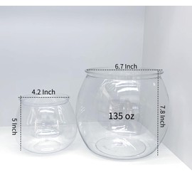 2 Pack Plastic Fish Bowls, 135oz Round Plastic Fish Tank 1 Gallon Aquarium Hydroponic Planter Floral Container for Candy, Carnival Games, Prizes, Party and Table Centerpiece Home Decor
