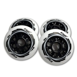 FoxPro Skate 85A 84mm SHR PU Inline Outdoor Roller Skate Replacement Wheels Without Bearing (4 Wheel Pack), white