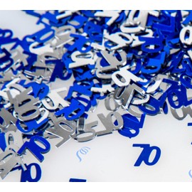 56g Blue & Silver 70th Birthday Confetti Foil Metallic Glitz Table Scatter Sprinkles Age Bday Party Decorations