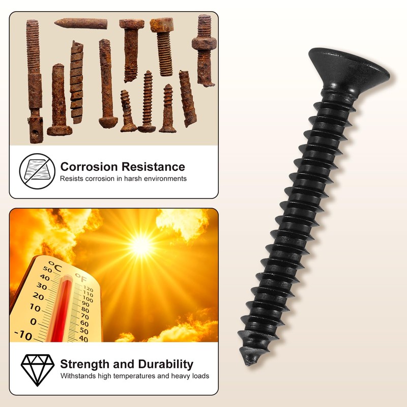METALLIXITY Countersunk Phillips Wood Screws (ST3x35mm) 80Pcs, Carbon Steel Coarse