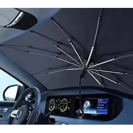 UCOOL Car Sun Shade Umbrella Type Front Window Compatible with 2025 High Reflectivity, Light Blocking, UV Protection, Foldable, Easy to Install, Does Not Damage Interior Heat; Measures Against Heat in