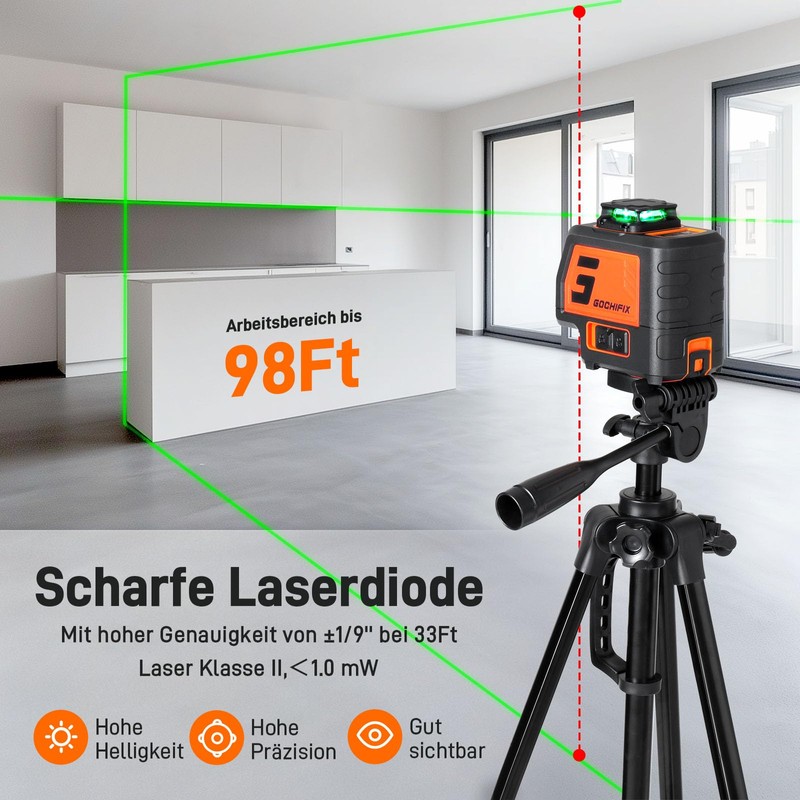 GOCHIFIX 360° Laser Level with Tripod 5 Lines Laser Level