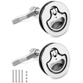 QWORK Boat Cam Latch, 2 Pack Marine 316 Stainless Steel Marine Boat Floor Buckle Hatch Latch, Flush Turning Lift Handle Lock