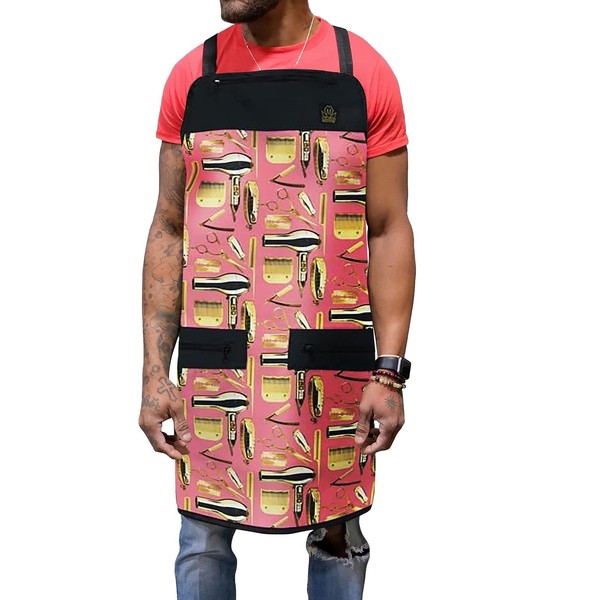 King Midas EmpireUnisex Hair Stylist Apron for Hair Cutting and Hair Styling Pink & Gold