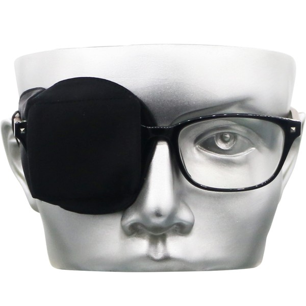 Parche para ojos astrópico de seda 3D para adultos y niños | Parche médico para gafas (Balck, ojo derecho)
