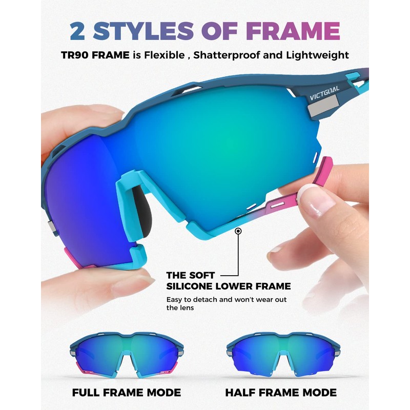 VICTGOAL Cycling Glasses for Men Women with Polarized and Photochromic