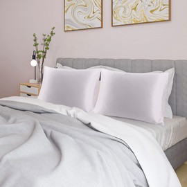 sourcing map Pillowcase Set Silk Satin Pillow Cases for Hair and Skin, Pillow Cases 2 Pack with Envelope Closure Lavender Gray 50 x 65cm