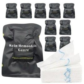 First Aid Advanced Quick Clotting Combat Gauze - Flexible Hemostatic Gauze - to Stop The Bleed kit Faster with Quick Clotting Gauze - Survival Kit Supplies - 3" x 12.5' - Pack of 10