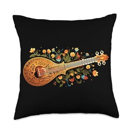 Sitar Player SteMi Apparel Sitar Player String Instrument Musician Musical Sitarist Throw Pillow, 18x18, Multicolor
