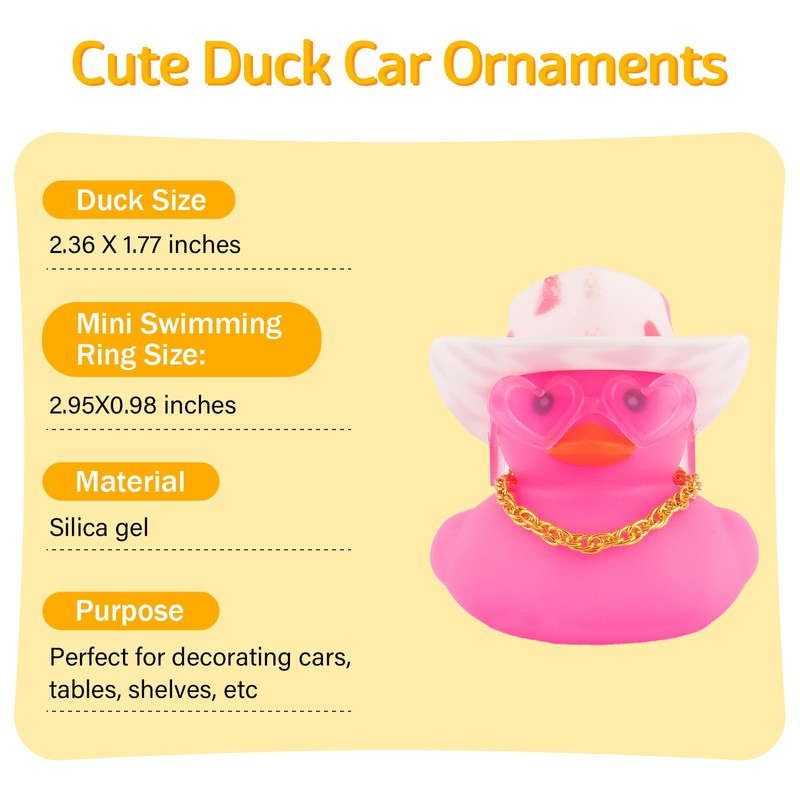 wonuu Car Cowboy Rubber Ducks, Dashboard Decorations Pink Duck for