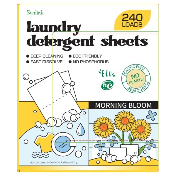 Soulink Laundry Detergent Sheets Morining Bloom Scent 240 Loads