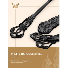 Stapava 40 Pcs Black Silverware Set, Gorgeous Retro Royal Silverware Set for 8, Stainless Steel Mirror Flatware Cutlery Set, Include Forks Spoons and Knives set, Dishwasher Safe Utensils