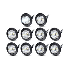 MADCATZ Meerkatt 3/4 Inch Mini Round White 3 LED Side Marker Sealed Flush Mount Light Waterproof for Truck Bus Van Boat Lorry 12V DC Universal.