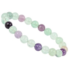 Eledoro Genuine Gemstone Beads, Chakra Bracelet, PowerBead, Stretch Bead Bracelet, 8 mm, 17 centimeters, Gemstone, Fluorite