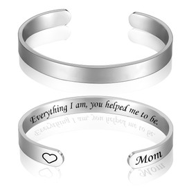 KLIFOWDY Bracelets for Womens Silver Bracelet for Women Stainless Steel Bracelet Cuff Bangles for Women Women's Jewellery Ladies Bracelets Gifts for Mum