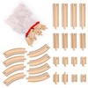 WudBudz Wooden Train Tracks 24 Pcs Set - Compatible with