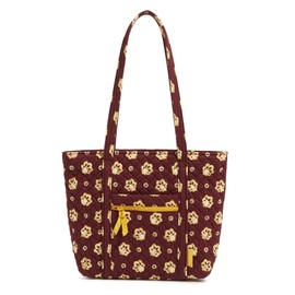 Vera Bradley Premium Cotton Small Vera Tote Bag, Burgundy and Gold Bandana Paisley